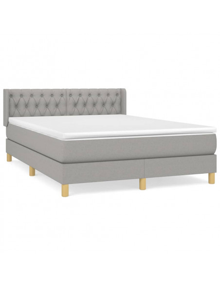 Giroletto a Molle con Materasso Grigio Chiaro 140x200cm Tessuto