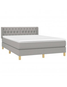 Giroletto a Molle con Materasso Grigio Chiaro 140x200cm Tessuto 2