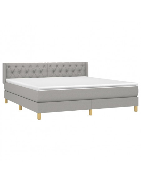 Giroletto a Molle con Materasso Grigio Chiaro160x200 cm Tessuto