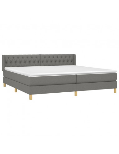 Giroletto a Molle con Materasso Grigio Scuro 200x200 cm Tessuto