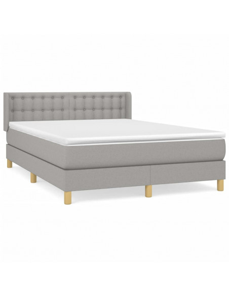 Giroletto a Molle con Materasso Grigio Chiaro 140x200cm Tessuto