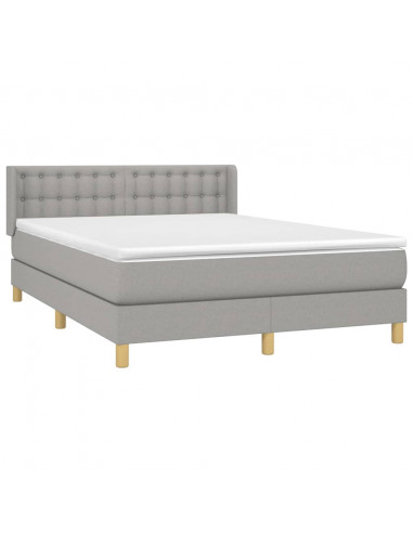 Giroletto a Molle con Materasso Grigio Chiaro 140x200cm Tessuto