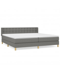 Giroletto a Molle con Materasso Grigio Scuro 200x200 cm Tessuto