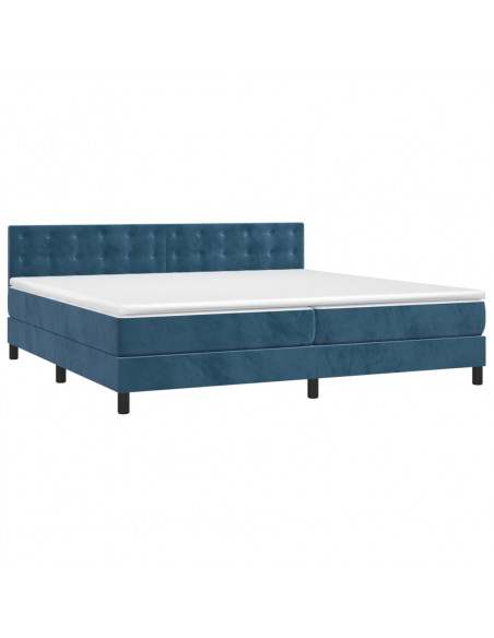 Letto a Molle con Materasso e LED Blu Scuro 200x200 cm