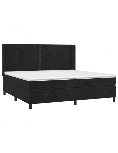 Letto a Molle con Materasso e LED Nero 200x200 cm in Velluto