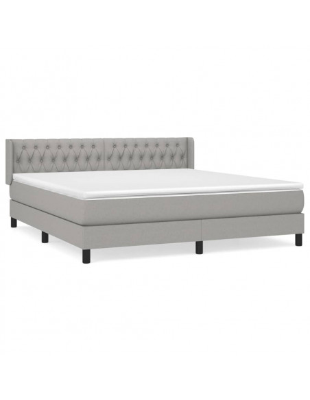 Giroletto a Molle con Materasso Grigio Chiaro180x200 cm Tessuto