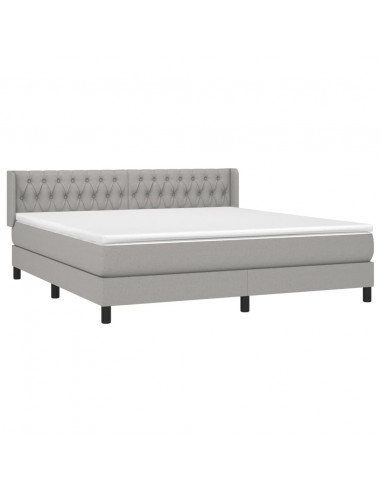 Giroletto a Molle con Materasso Grigio Chiaro180x200 cm Tessuto