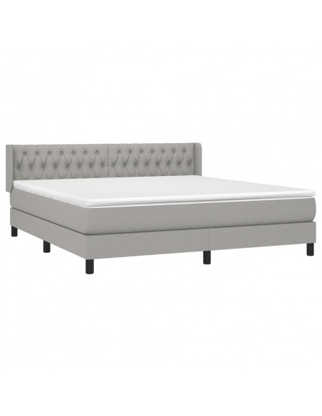Giroletto a Molle con Materasso Grigio Chiaro180x200 cm Tessuto