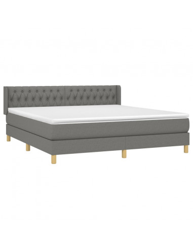 Giroletto a Molle con Materasso Grigio Scuro 180x200 cm Tessuto