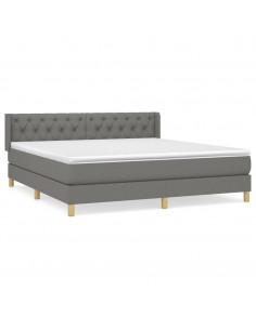 Giroletto a Molle con Materasso Grigio Scuro 160x200 cm Tessuto