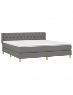 Giroletto a Molle con Materasso Grigio Scuro 160x200 cm Tessuto 2