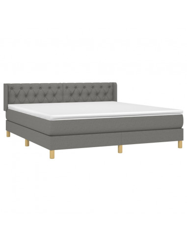 Giroletto a Molle con Materasso Grigio Scuro 160x200 cm Tessuto