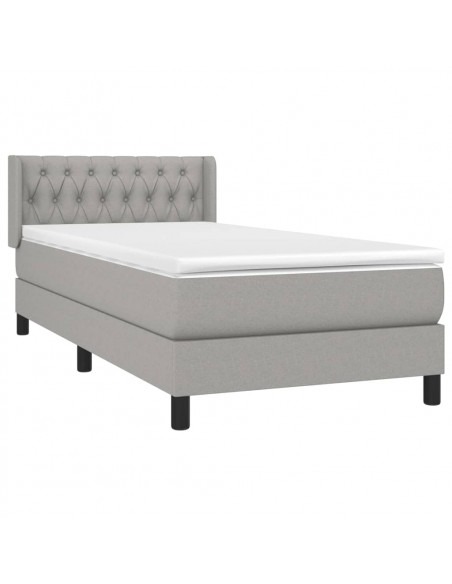 Giroletto a Molle con Materasso Grigio Chiaro 90x190 cm Tessuto