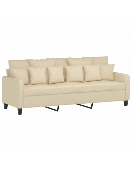 Set Divani 4 pz con Cuscini Crema in Tessuto