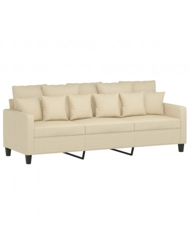 Set Divani 3 pz con Cuscini Crema in Tessuto