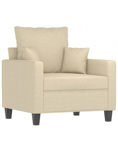 Set Divani 3 pz con Cuscini Crema in Tessuto