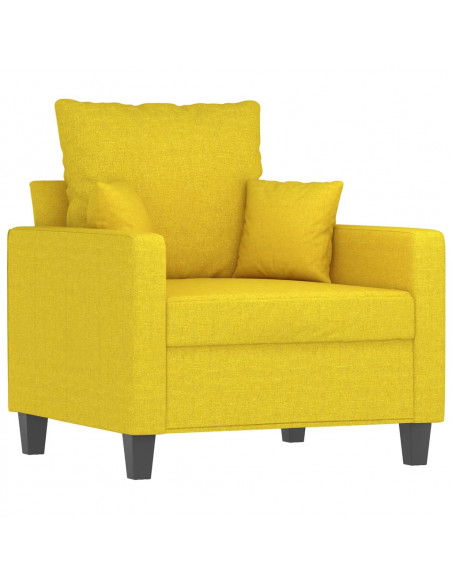 Set di Divani 4 pz con Cuscini Giallo Chiaro in Tessuto Set di Divani 4 pz con Cuscini Giallo Chiaro in Tessuto