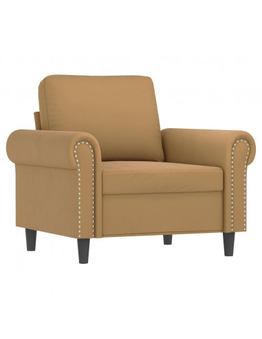 Set di Divani 3 pz con Cuscini Marrone in Velluto