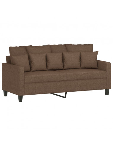 Set di Divani 3 pz con Cuscini Marrone in Tessuto