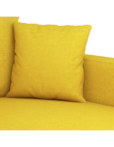 Set di Divani 3 pz con Cuscini Giallo Chiaro in Tessuto
