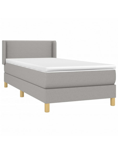 Giroletto a Molle con Materasso Grigio Chiaro 90x190 cm Tessuto