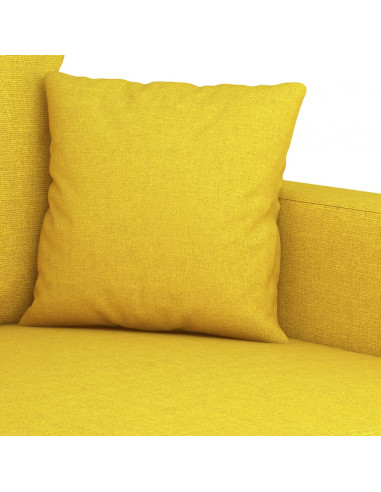 Set di Divani 3 pz con Cuscini Giallo Chiaro in Tessuto