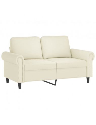 Set di Divani 3 pz con Cuscini Crema in Velluto