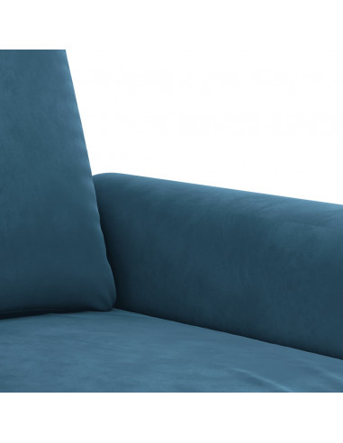 Set di Divani 3 pz con Cuscini Blu in Velluto