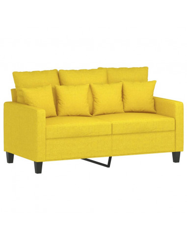 Set di Divani 2 pz con Cuscini Giallo Chiaro in Tessuto