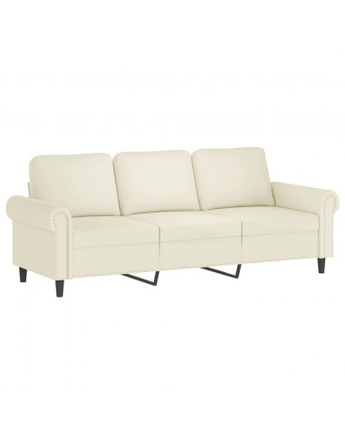 Set di Divani 2 pz con Cuscini Crema in Velluto