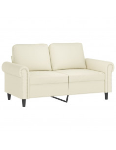 Set di Divani 2 pz con Cuscini Crema in Velluto 2