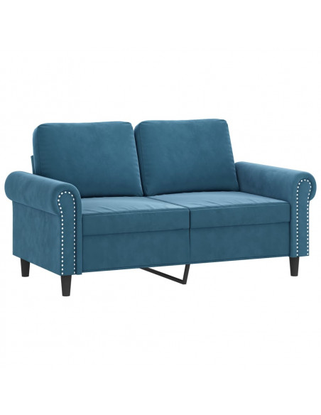 Set di Divani 2 pz con Cuscini Blu in Velluto Set di Divani 2 pz con Cuscini Blu in Velluto