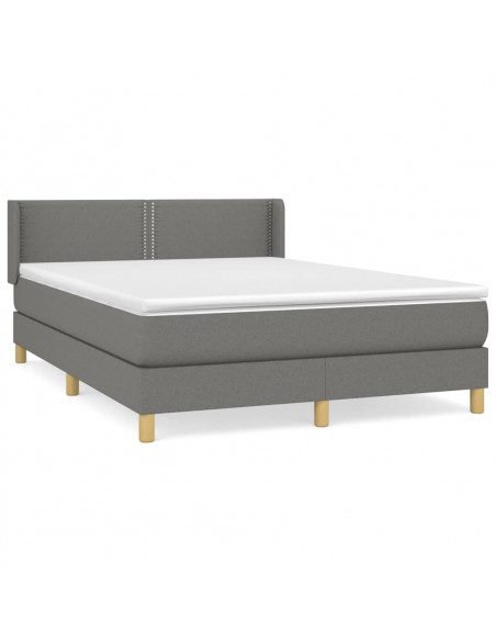 Giroletto a Molle con Materasso Grigio Scuro 140x200cm Tessuto