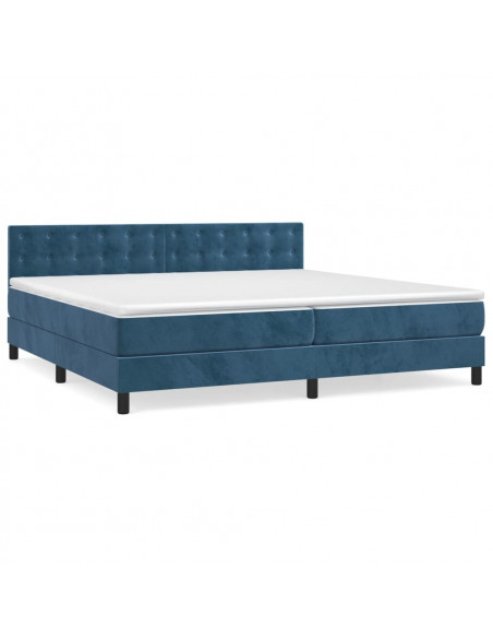 Giroletto a Molle con Materasso Blu Scuro 200x200 cm in Velluto