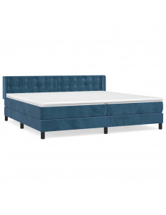 Giroletto a Molle con Materasso Blu Scuro 200x200 cm in Velluto