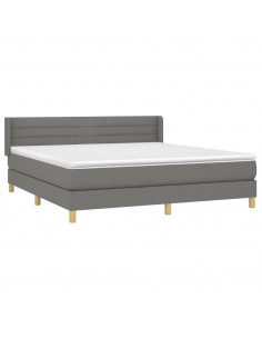 Giroletto a Molle con Materasso Grigio Scuro 180x200 cm Tessuto 2