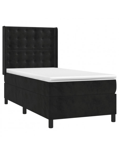 Letto a Molle con Materasso e LED Nero 80x200 cm in Velluto
