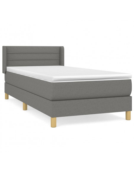 Giroletto a Molle con Materasso Grigio Scuro 100x200 cm Tessuto