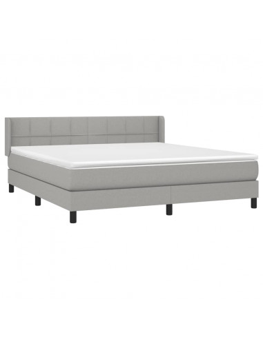 Giroletto a Molle con Materasso Grigio Chiaro160x200 cm Tessuto