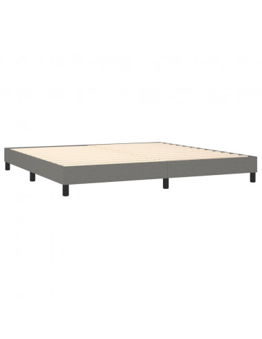 Giroletto a Molle con Materasso Grigio Scuro 200x200 cm Tessuto