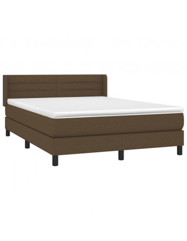 Giroletto a Molle con Materasso Marrone Scuro 140x200cm Tessuto