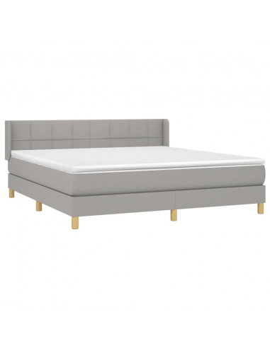 Giroletto a Molle con Materasso Grigio Chiaro160x200 cm Tessuto