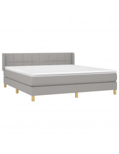 Giroletto a Molle con Materasso Grigio Chiaro180x200 cm Tessuto 2