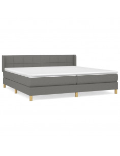 Giroletto a Molle con Materasso Grigio Scuro 200x200 cm Tessuto