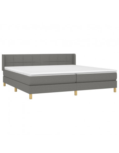 Giroletto a Molle con Materasso Grigio Scuro 200x200 cm Tessuto