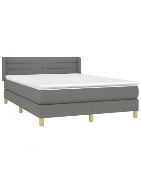 Giroletto a Molle con Materasso Grigio Scuro 140x200cm Tessuto