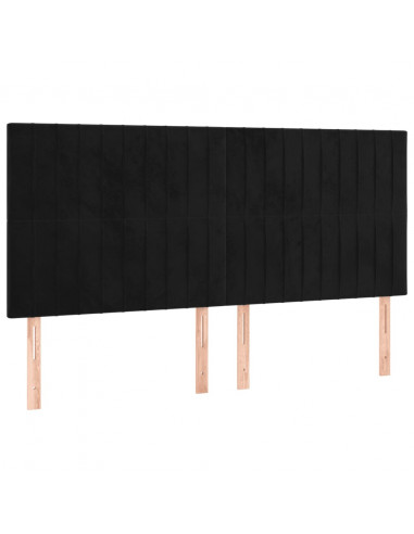 Giroletto a Molle con Materasso Nero 180x200 cm in Velluto