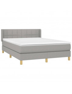 Giroletto a Molle con Materasso Grigio Chiaro 140x190cm Tessuto 2