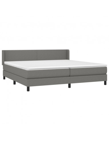 Giroletto a Molle con Materasso Grigio Scuro 200x200 cm Tessuto