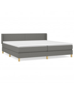 Giroletto a Molle con Materasso Grigio Scuro 200x200 cm Tessuto